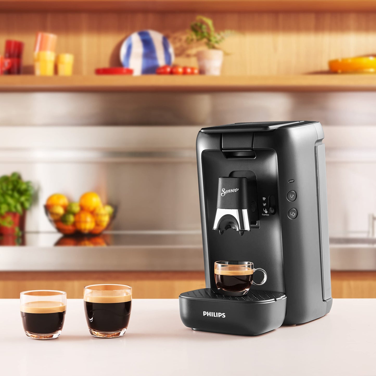 Philips Senseo Maestro Koffiepadmachine, 1.2 Liter Waterreservoir, Koffiesterktekeuze en Memofunctie, Groen Product, Kleur: Zwart