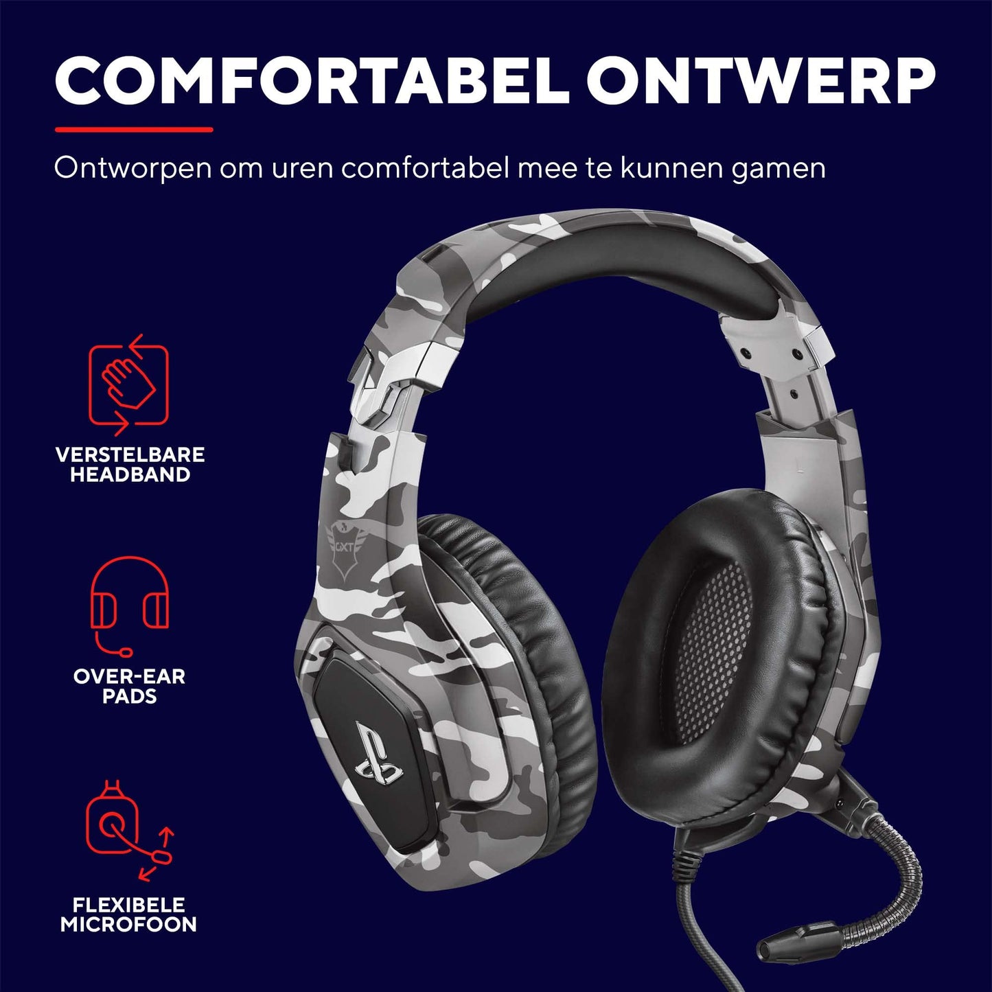 Trust GXT 488 Forze-G Gaming Headset - Officially Licensed for PlayStation - Headset met Opvouwbare Microfoon voor PS4 en PS5, In-line Volumeregeling, Zachte Oorkussens, Kabel van 1.2m - Grijs