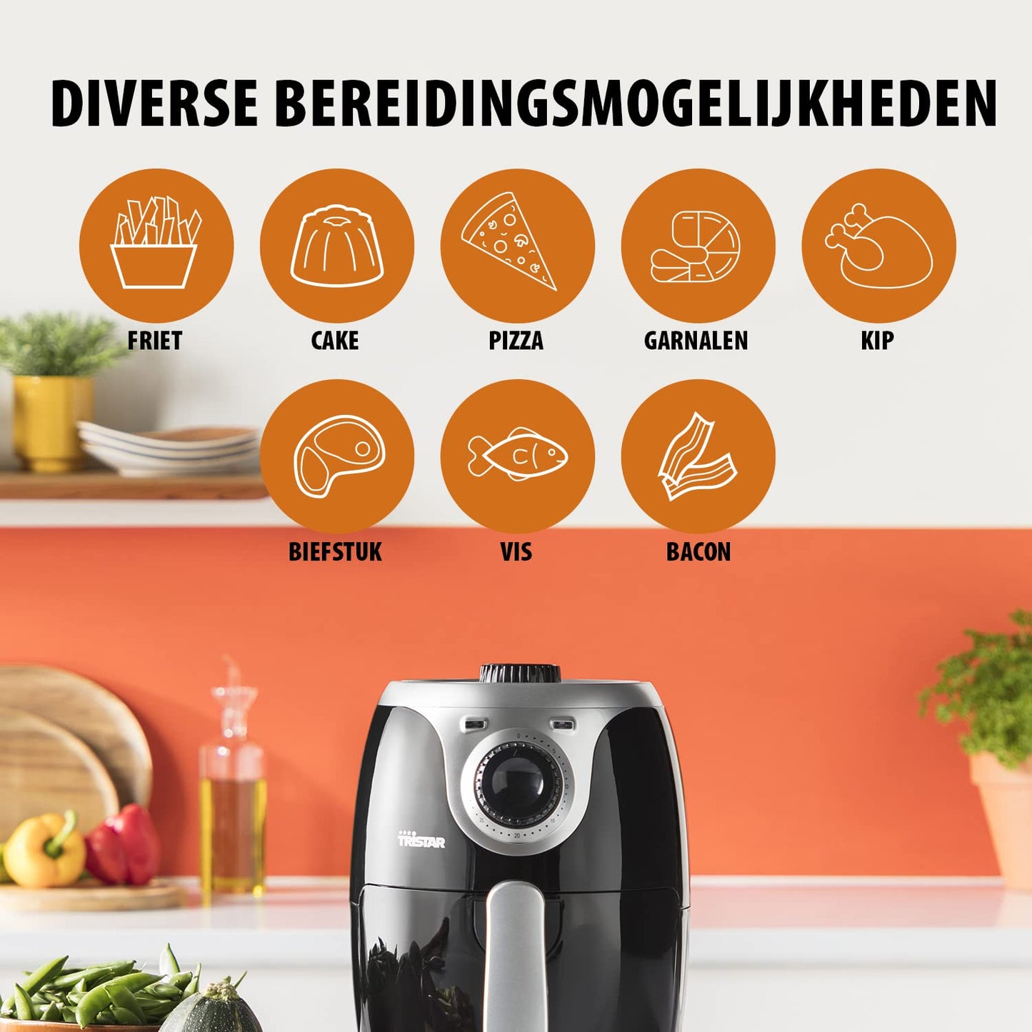 Tristar Airfryer Mini FR-6980 – Inhoud 2 Liter - 1000 Watt - Extra knapperig resultaat zonder olie