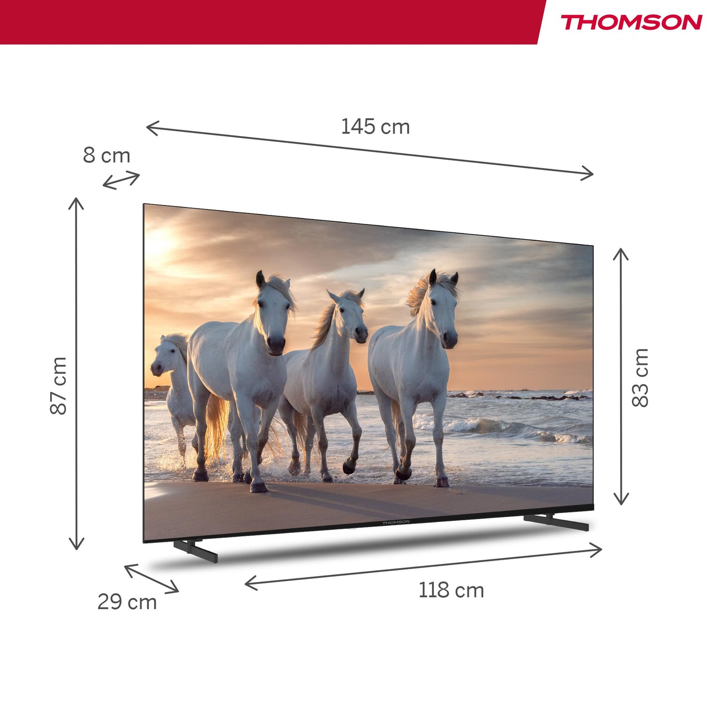 THOMSON 65 Inch (164 cm) UHD Smart Android TV (WLAN, HDR, drievoudige tuner DVB-C/S2/T2, Netflix, Youtube, Prime Video, Disney+) - 65UA5S13-2023