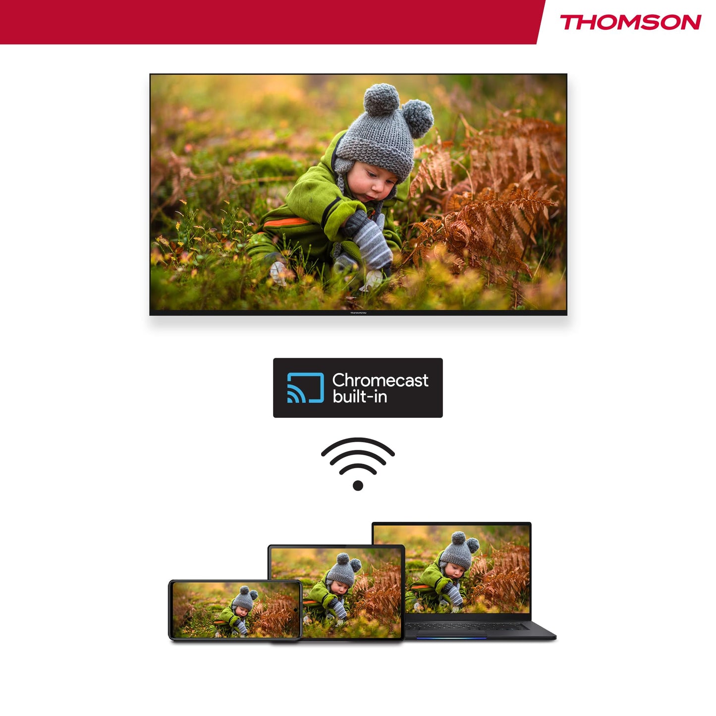 THOMSON 65 Inch (164 cm) UHD Smart Android TV (WLAN, HDR, drievoudige tuner DVB-C/S2/T2, Netflix, Youtube, Prime Video, Disney+) - 65UA5S13-2023