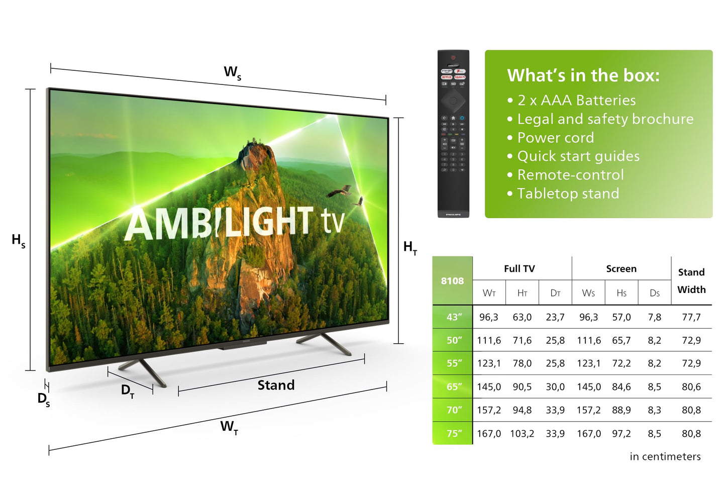 Philips 65PUS8108-65 inch (165 cm) - LED - 2023