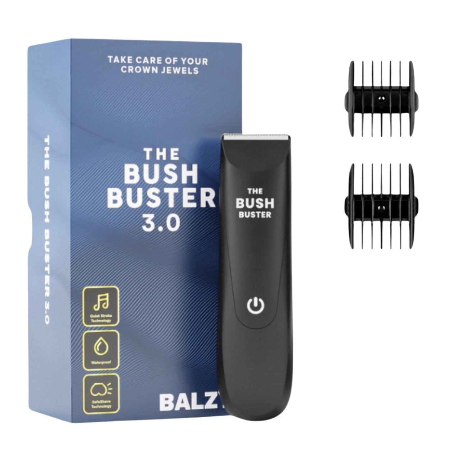 Balzy BushBuster 3.0 Heren Lichaam Trimmer - Bodygroomer voor onder de Douche - Draadloos - Zwart