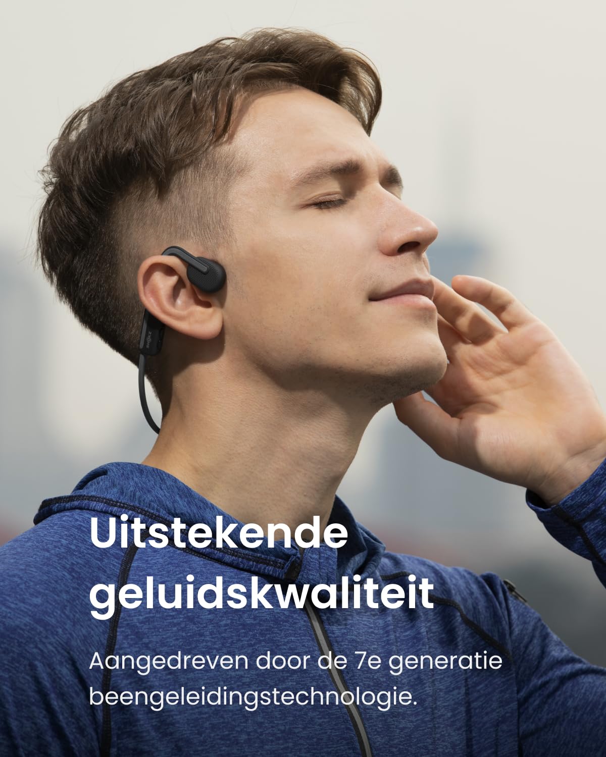 SHOKZ OpenMove draadloze hoofdtelefoon, [Rotterdam Marathon Aanrader] Bluetooth-headset met beengeleiding met microfoon, 6 uur speeltijd & IP55 waterdicht, sporthoofdtelefoon voor hardlopen (Grijs)