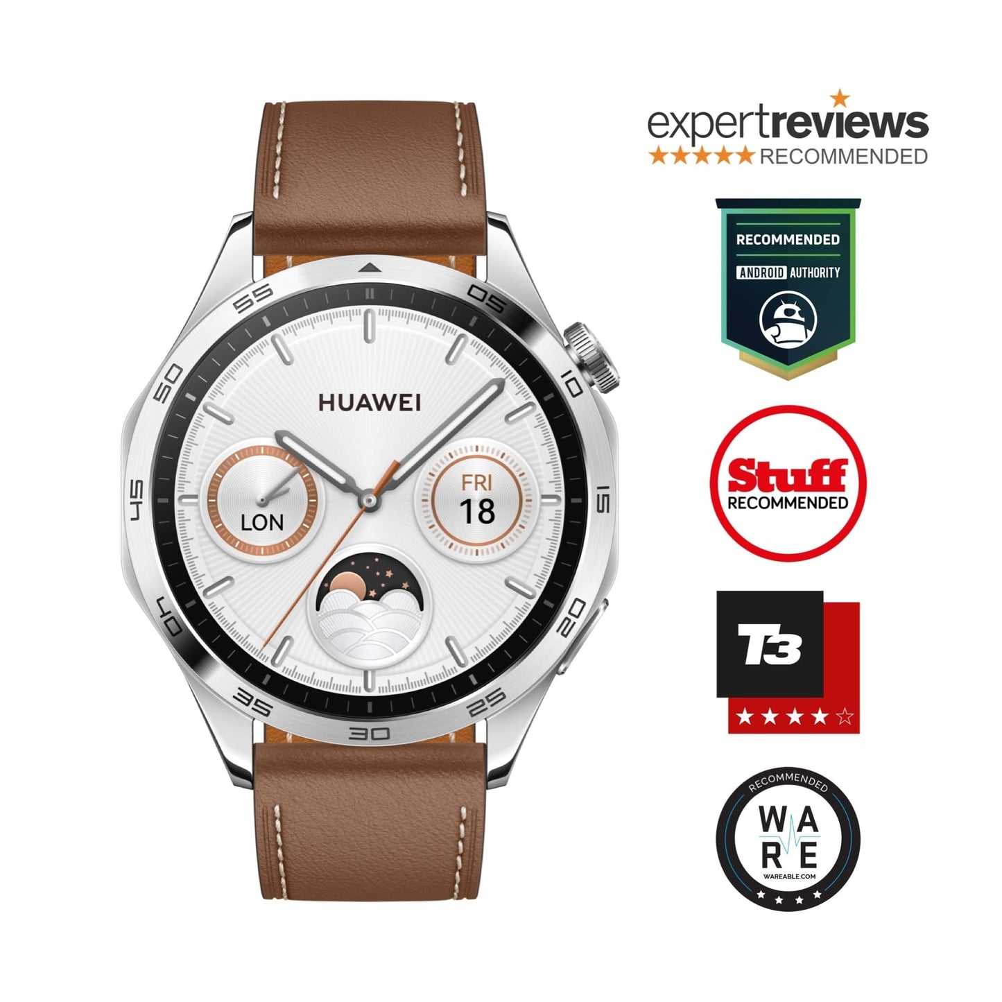 HUAWEI WATCH GT 4 Smart Watch - Batterijduur tot 2 weken Fitness Tracker - Compatibel met Android en iOS - Gezondheidsmonitoring met Pulse Wave Aritmie Analyse - GPS Geïntegreerd - 46 mm Leer Bruin