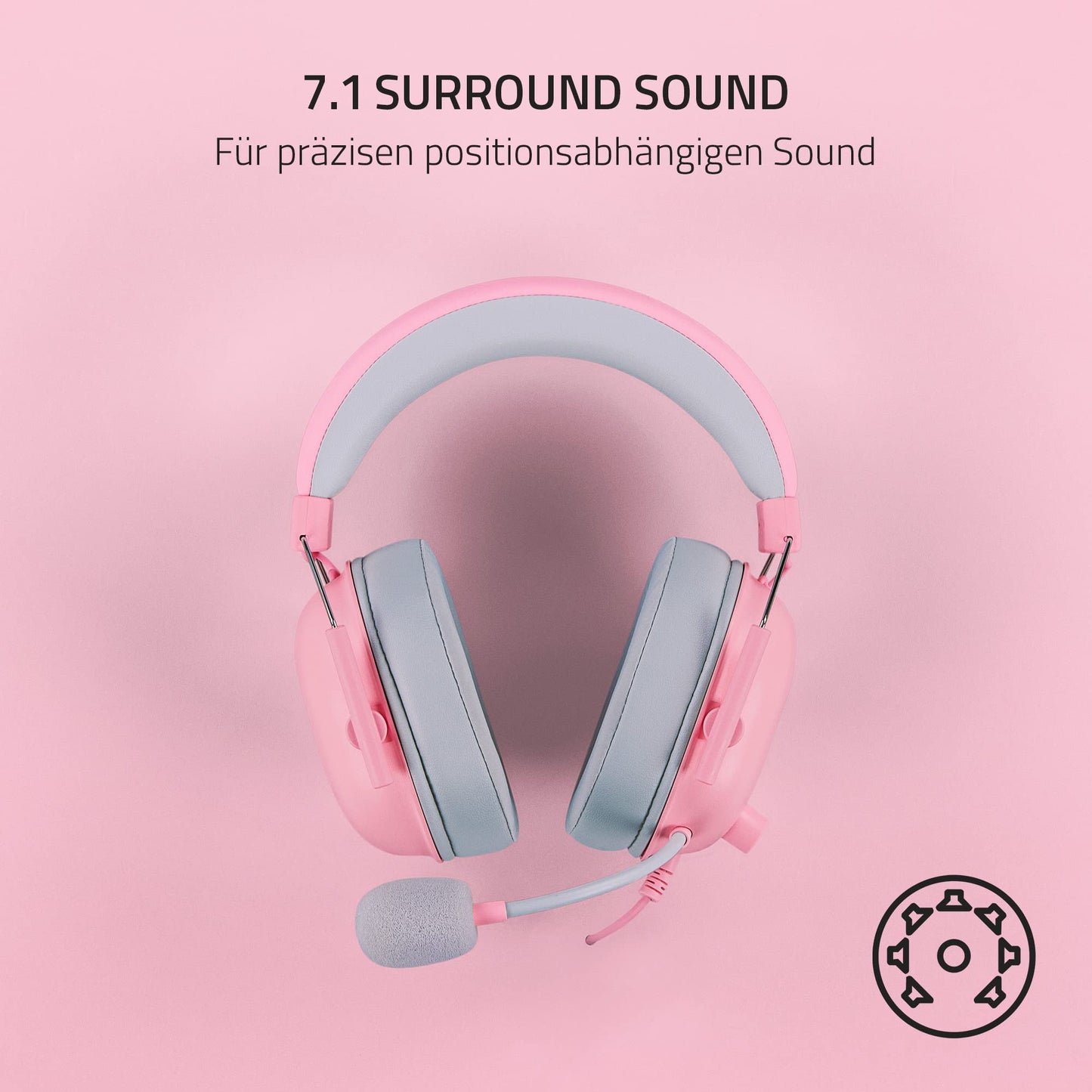 Razer BlackShark V2 X - Multi-Plattform kabelgebundenes Esports-Headset (Triforce 50mm Treiber, Erweiterte Passive Geräuschunterdrückung, 7.1 Surround Sound, Hyperclear Cardioid Mic) Quartz Pink