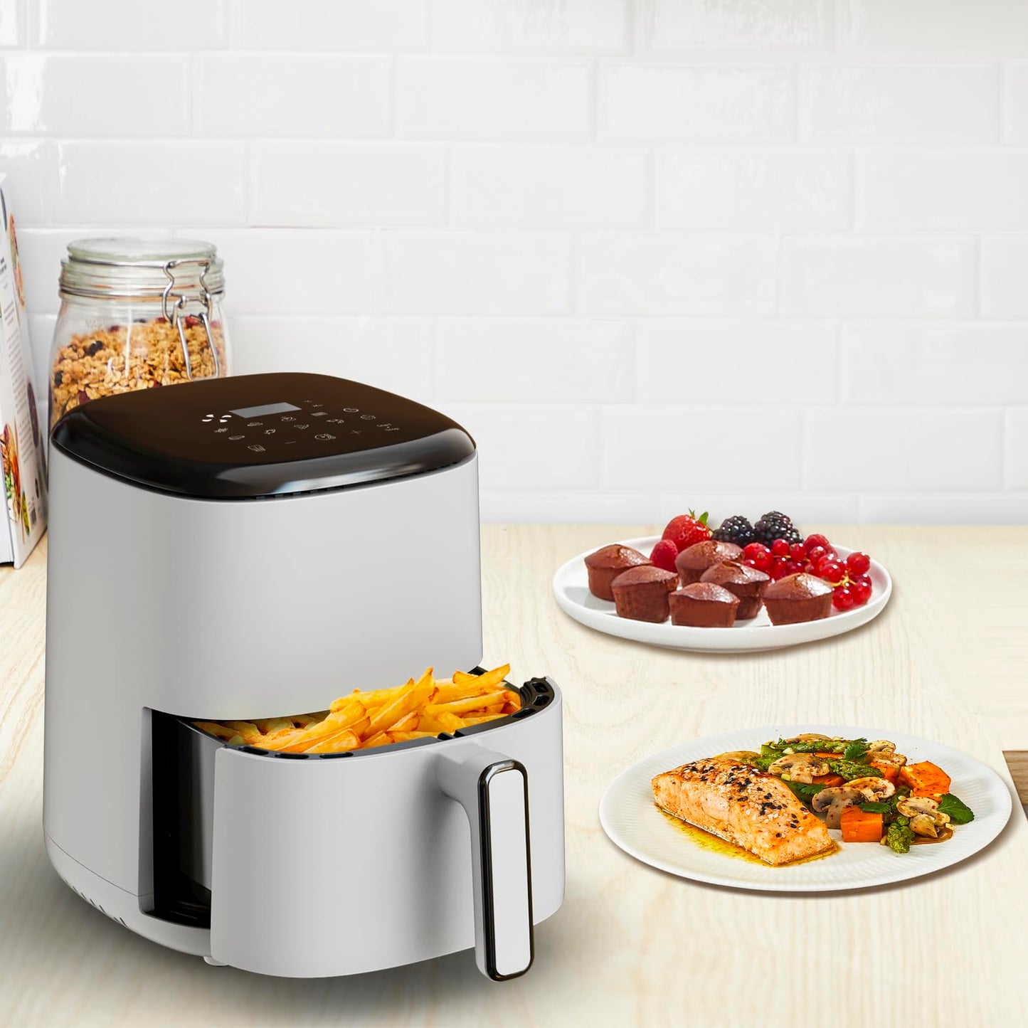 Tefal EY145A Easy Fry Compact heteluchtfriteuse 3 L, 3 liter inhoud, voor 1 tot 4 personen,tijd- en energiebesparend, digitaal bedieningspaneel, 10 automatische bereidingswijzen