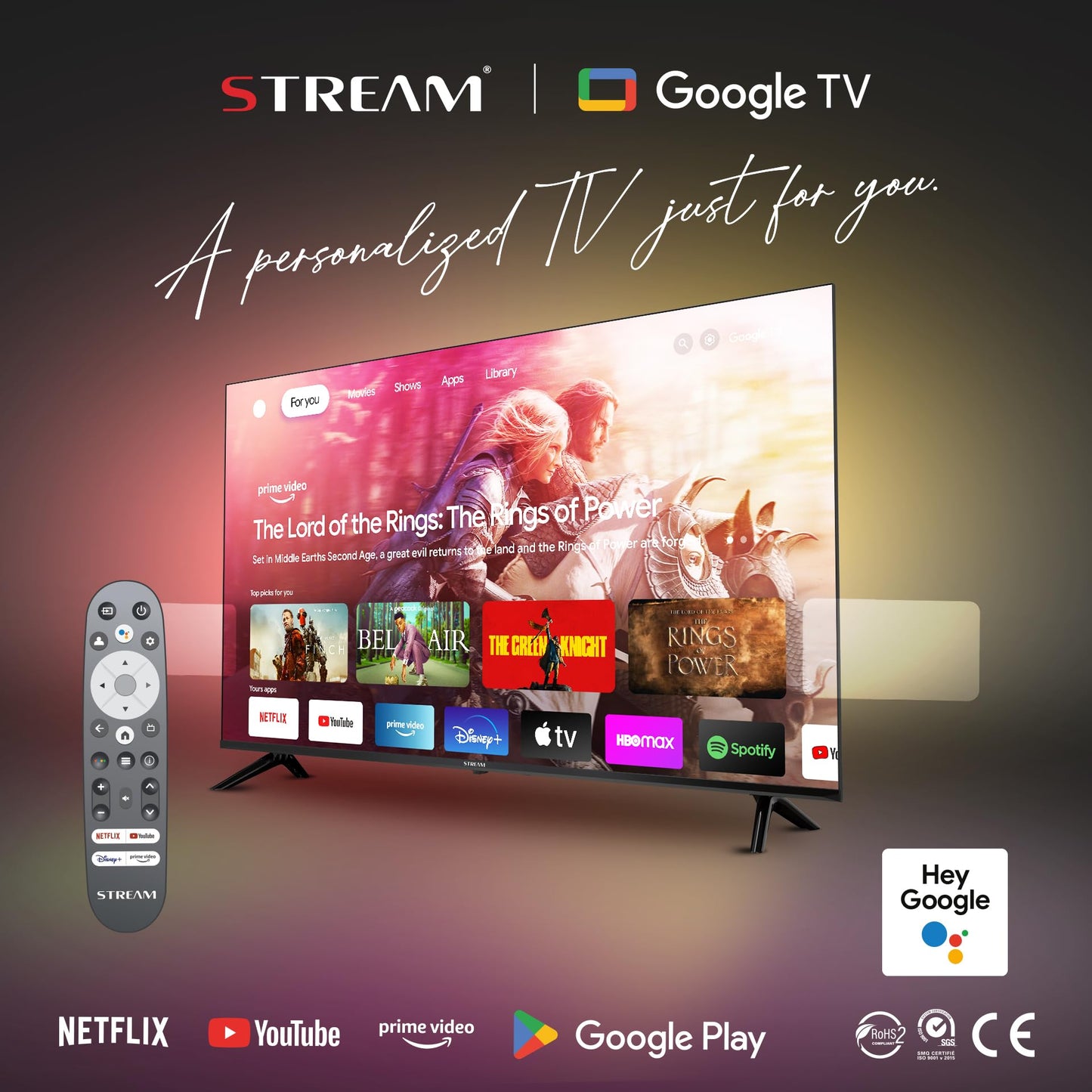 Stream System - Google TV Smart 40", HD Ready, HDR10, Frameless (Frameless), Google Assistent, Chromecast geïntegreerd - Model S40GTF2 (2024)