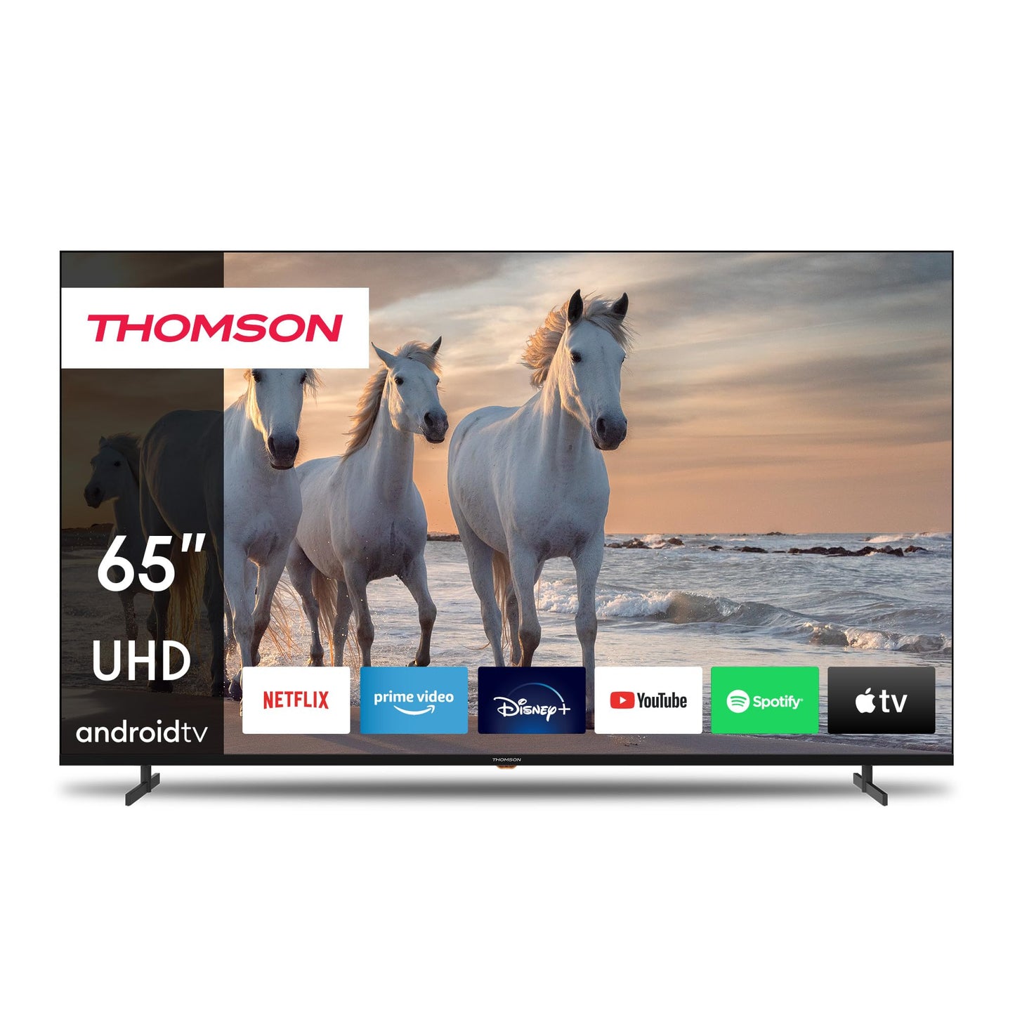 THOMSON 65 Inch (164 cm) UHD Smart Android TV (WLAN, HDR, drievoudige tuner DVB-C/S2/T2, Netflix, Youtube, Prime Video, Disney+) - 65UA5S13-2023