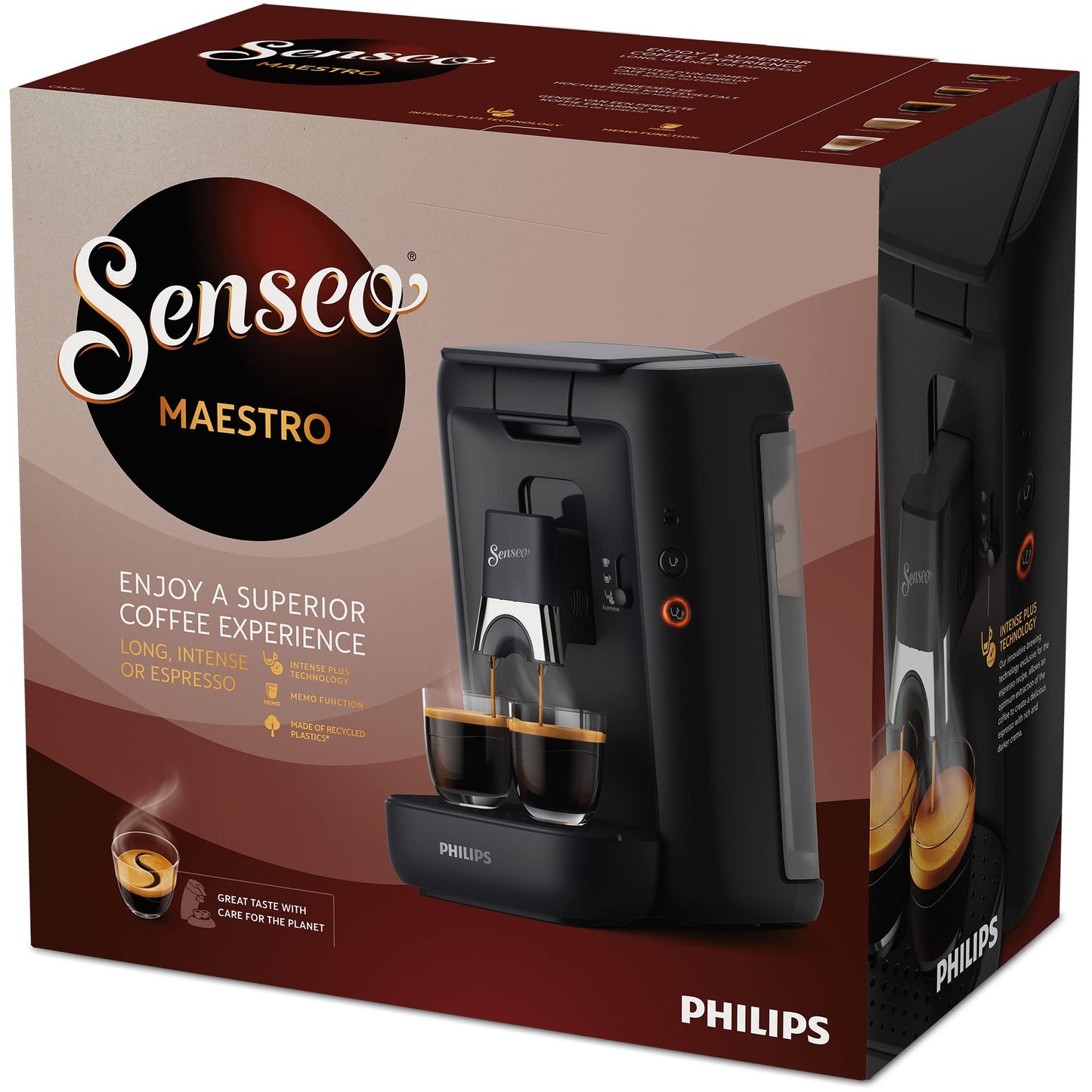 Philips Senseo Maestro Koffiepadmachine, 1.2 Liter Waterreservoir, Koffiesterktekeuze en Memofunctie, Groen Product, Kleur: Zwart