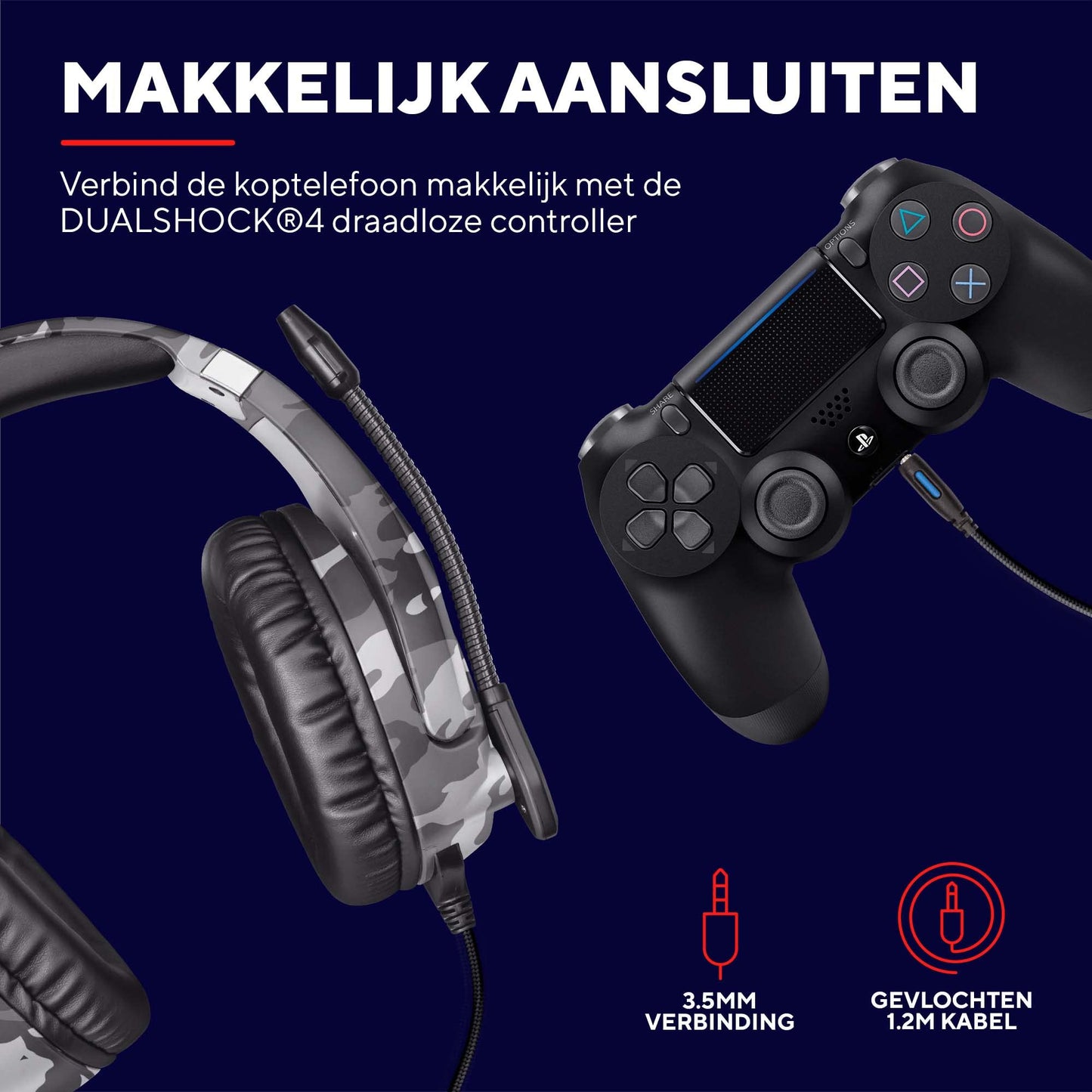 Trust GXT 488 Forze-G Gaming Headset - Officially Licensed for PlayStation - Headset met Opvouwbare Microfoon voor PS4 en PS5, In-line Volumeregeling, Zachte Oorkussens, Kabel van 1.2m - Grijs