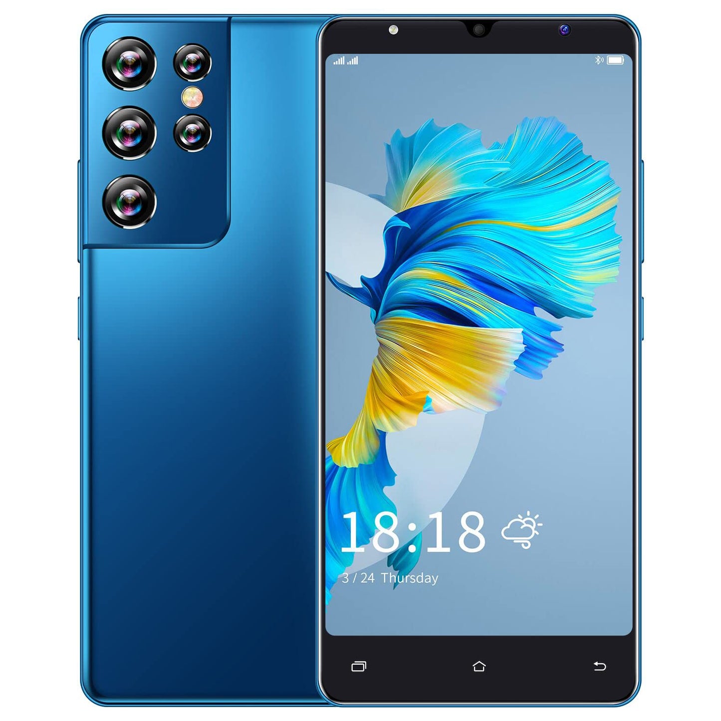 Smartphone dagaanbieding, 5,5 inch IPS-display, 4 GB ROM, 32 GB, uitbreidbaar, Android mobiele telefoon, dual sim, voordelige mobiele telefoons, 2800 mAh, batterij voor mobiele telefoons, aanbieding (S21Ultra-blauw)