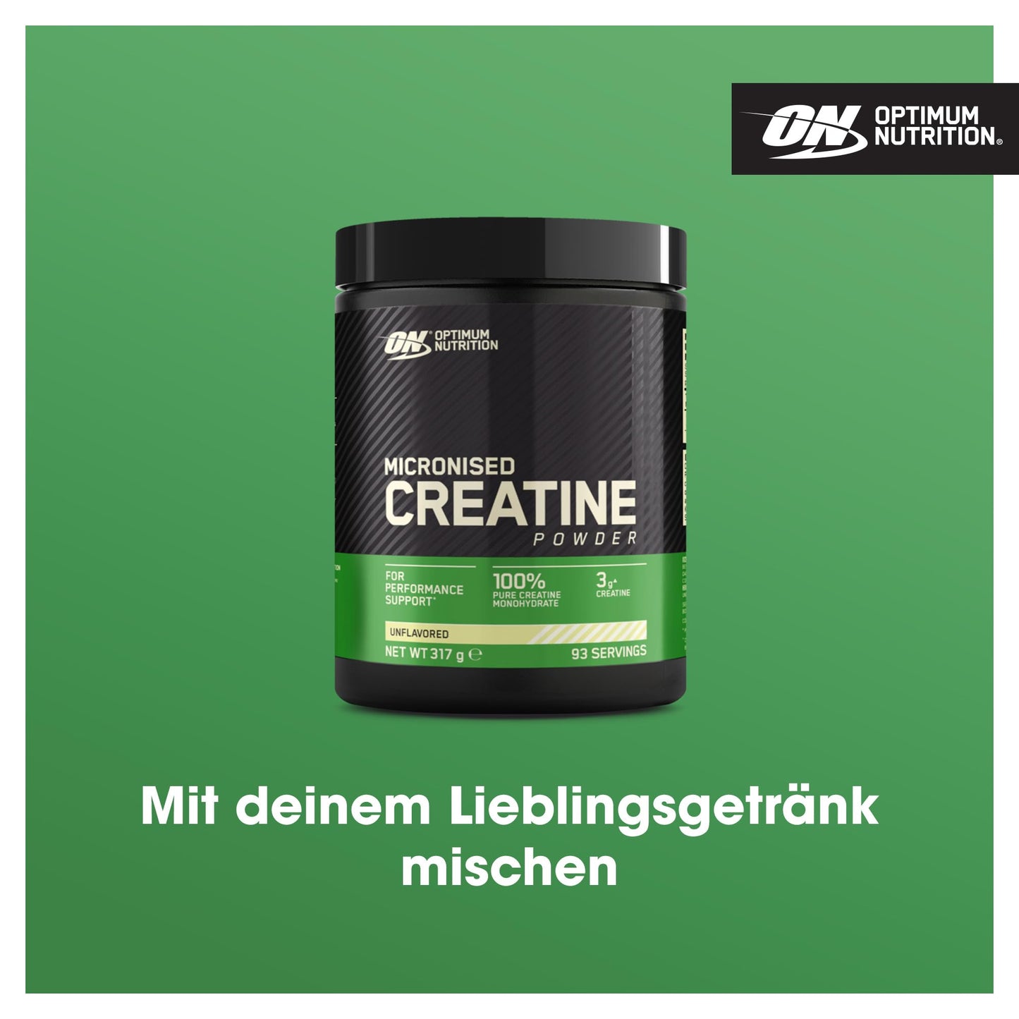 Optimum Nutrition Gemicroniseerd Creatinepoeder, 100% Puur Creatine Monohydraatpoeder voor Prestaties en Spierkracht, Niet-gearomatiseerd, 93 Porties, 317 g