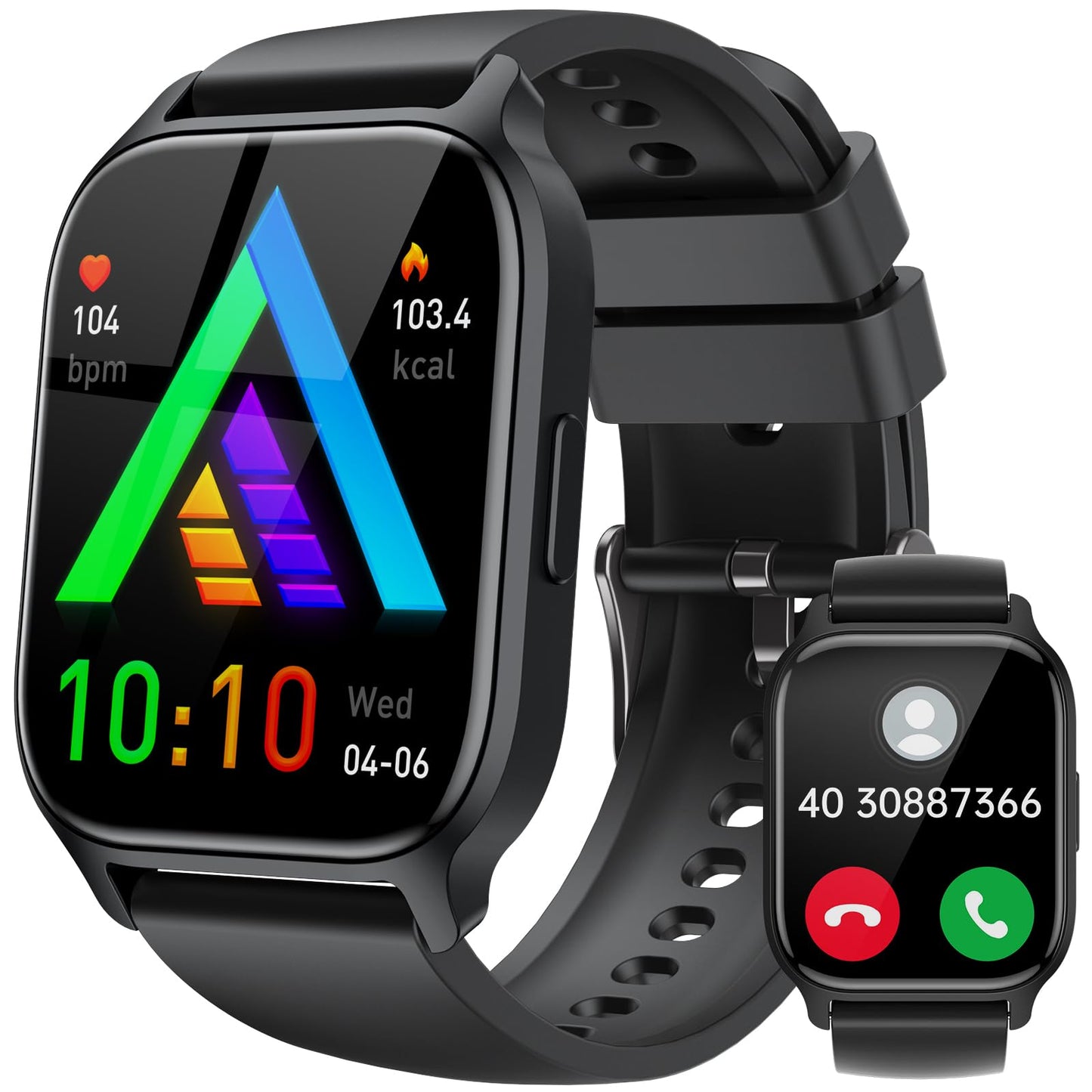 Smart Watch voor mannen - 1,85 inch smartwatch met antwoord/oproep, 112+ sportmodi, IP68 waterdicht, stappenteller, horloges met 7/24 uur hartslag bloedzuurstof slaapmonitor compatibel met Android iOS