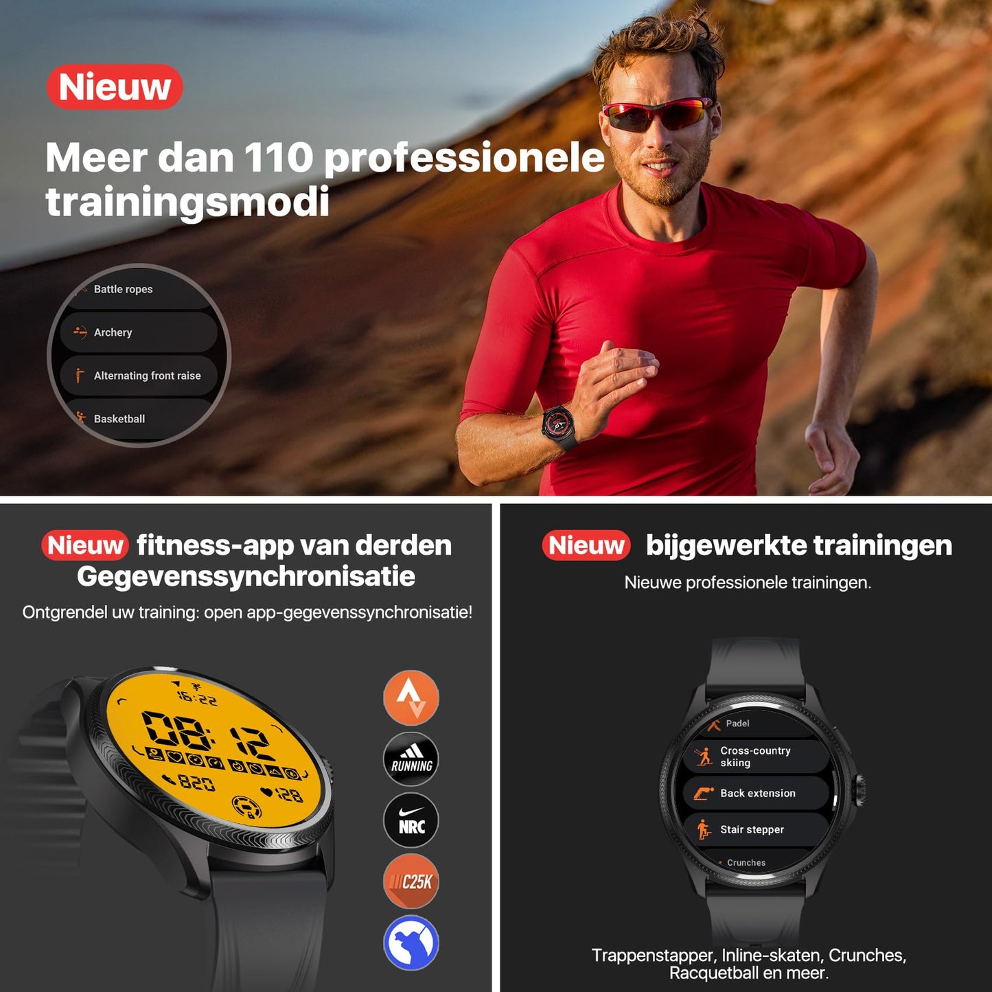 TicWatch Pro 5 Enduro Smartwatch voor heren 1,43 inch Android Wear OS Smart Watch 90 uur batterij 110+ trainingsmodi 7/24 Hartslag Gezondheid Fitness Tracker Buiten 5ATM GPS Kompas