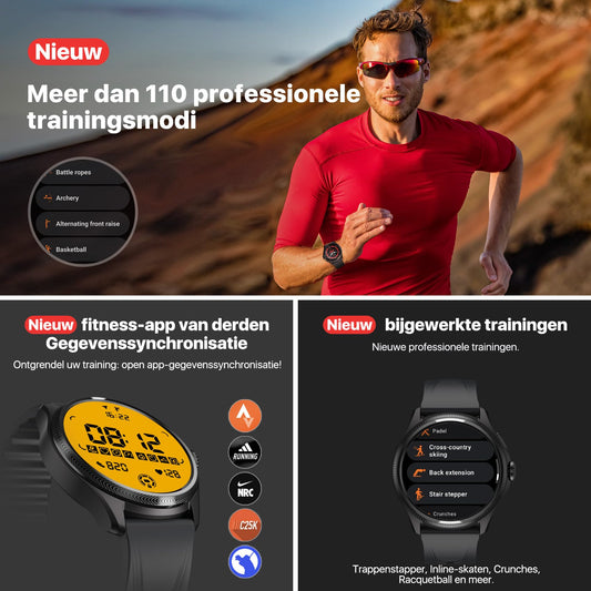 TicWatch Pro 5 Enduro Smartwatch voor heren 1,43 inch Android Wear OS Smart Watch 90 uur batterij 110+ trainingsmodi 7/24 Hartslag Gezondheid Fitness Tracker Buiten 5ATM GPS Kompas