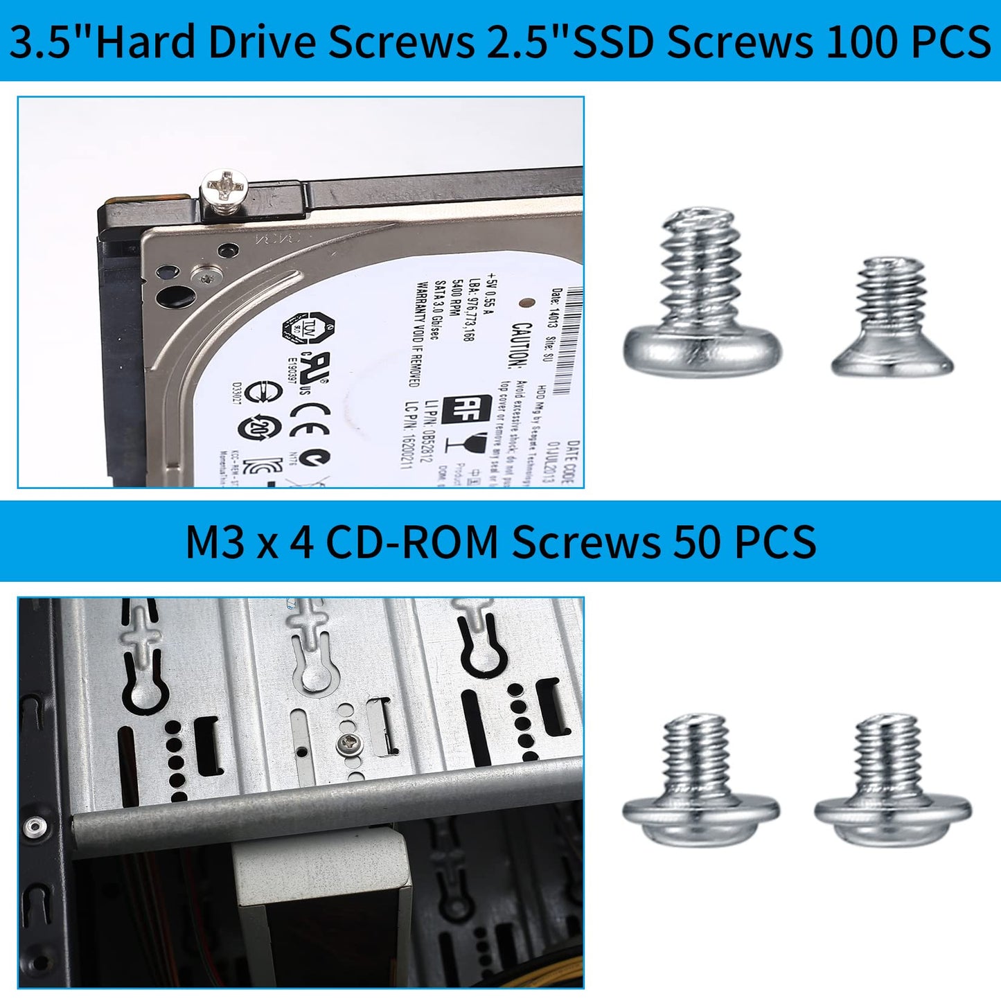 380 stuks PC-schroevenset, SSD-schroevenset, PC-moederbord computerschroeven afstandhouderset, schroeven #6-32 stekker naar M3-bus voor harde schijfventilator, behuizing, SSD, CD-ROM, computer