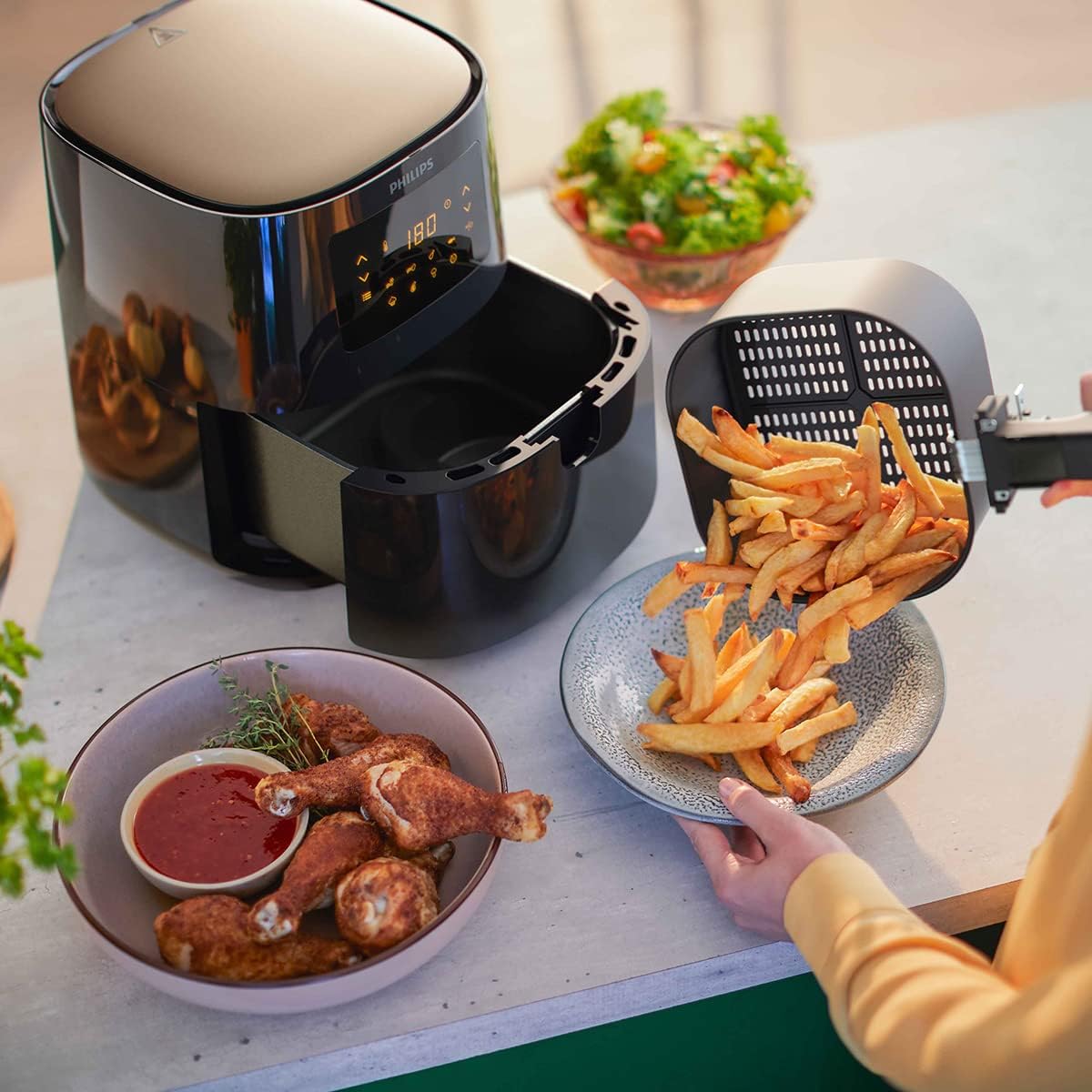 Philips Airfryer 3000 Series L, 4.1L (0.8Kg), 13-in-1 Airfryer, 90% Minder Vet Met Rapid Air-technologie, Digitaal, Recepten-app (HD9252/90)