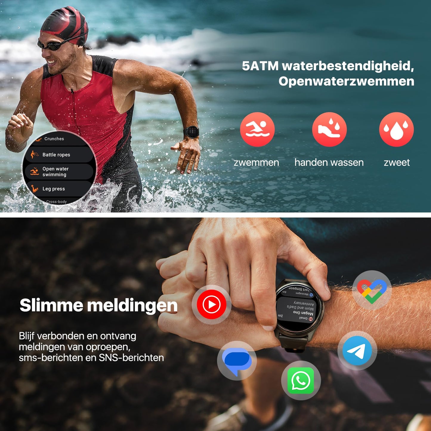 TicWatch Pro 5 Enduro Smartwatch voor heren 1,43 inch Android Wear OS Smart Watch 90 uur batterij 110+ trainingsmodi 7/24 Hartslag Gezondheid Fitness Tracker Buiten 5ATM GPS Kompas