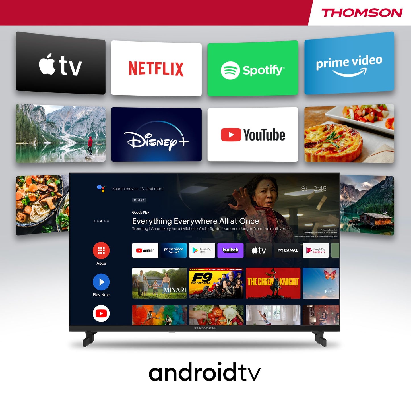 THOMSON 65 Inch (164 cm) UHD Smart Android TV (WLAN, HDR, drievoudige tuner DVB-C/S2/T2, Netflix, Youtube, Prime Video, Disney+) - 65UA5S13-2023