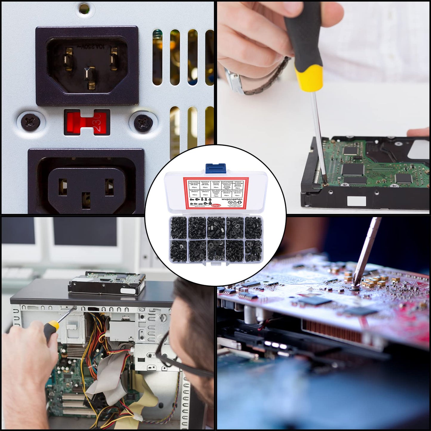 Computerschroeven, standoffs, pc-moederbord, schroeven, afstandhouders, accessoires voor persoonlijke pc-behuizing, moederbord, ventilator, harde schijven, cd-rom, schroevenset, 420 stuks