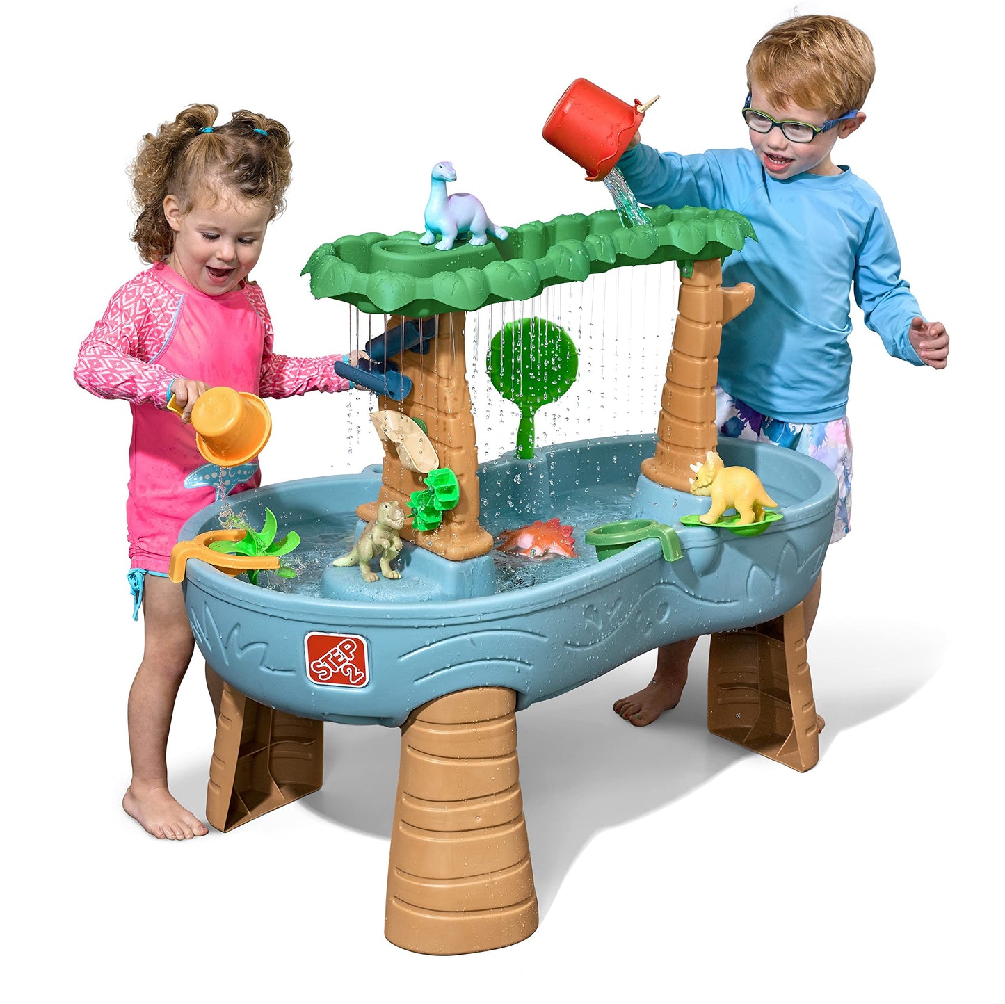 Step2 Dino Showers watertafel met 13-delige accessoireset | Waterspeelgoed voor kind | Activiteitentafel met water voor de tuin