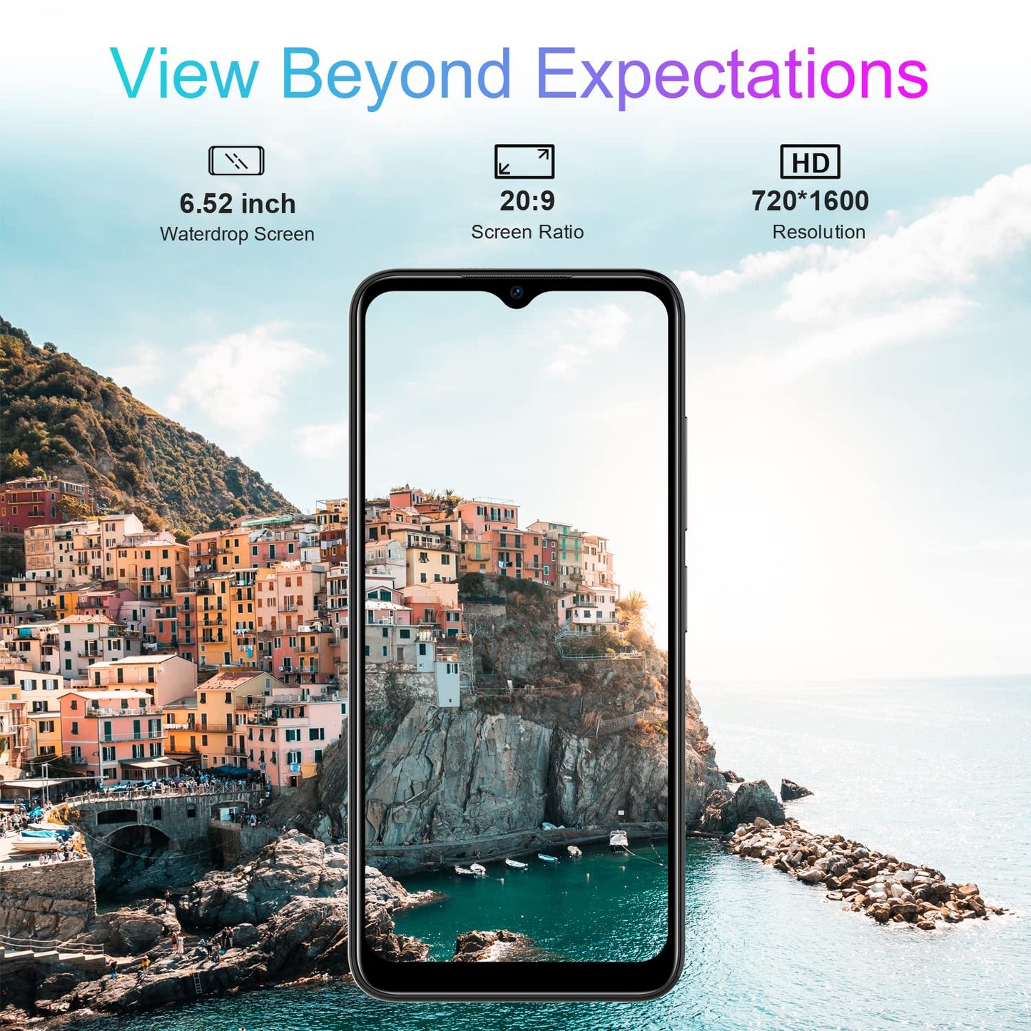 DOOGEE X98 Mobiele telefoon, Android 12, display 6,52 inch HD+, 4200 mAh batterij, 8 MP + 5 MP camera smartphone ontgrendeld 4G, 3 GB + 16 GB (SD 1 TB) Helio A22, Face ID/Dual SIM/OTG/WiFi/GPS/Blauw