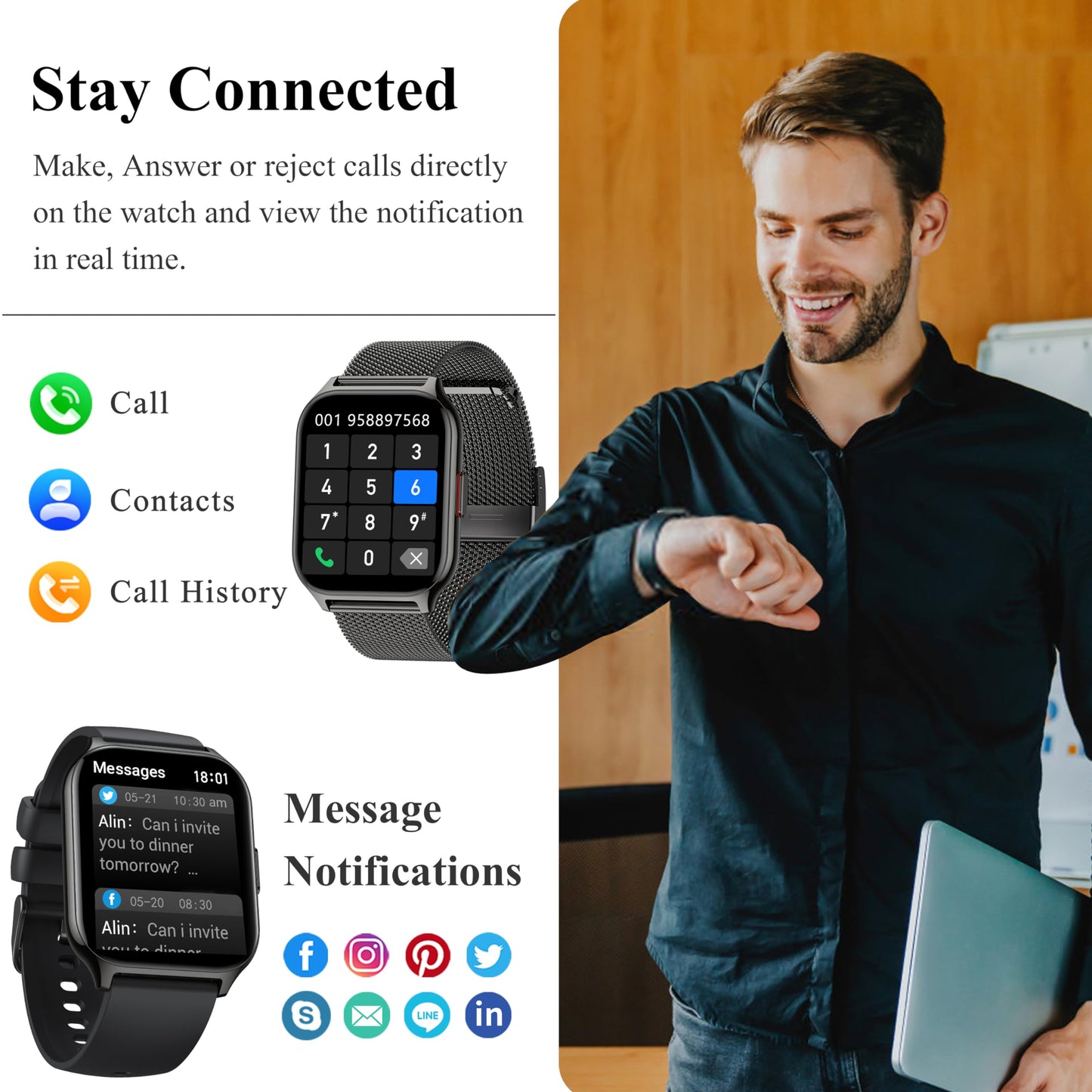 ZOSKVEE Smartwatch Voor Vrouwen, Bluetooth AI Call & Voice, 2'' Sports Smartwatch Met Bloeddruk, Slaap, 100+ Sporten, Hartslag, DIY Watch Faces, Cadeau Voor iOS Android