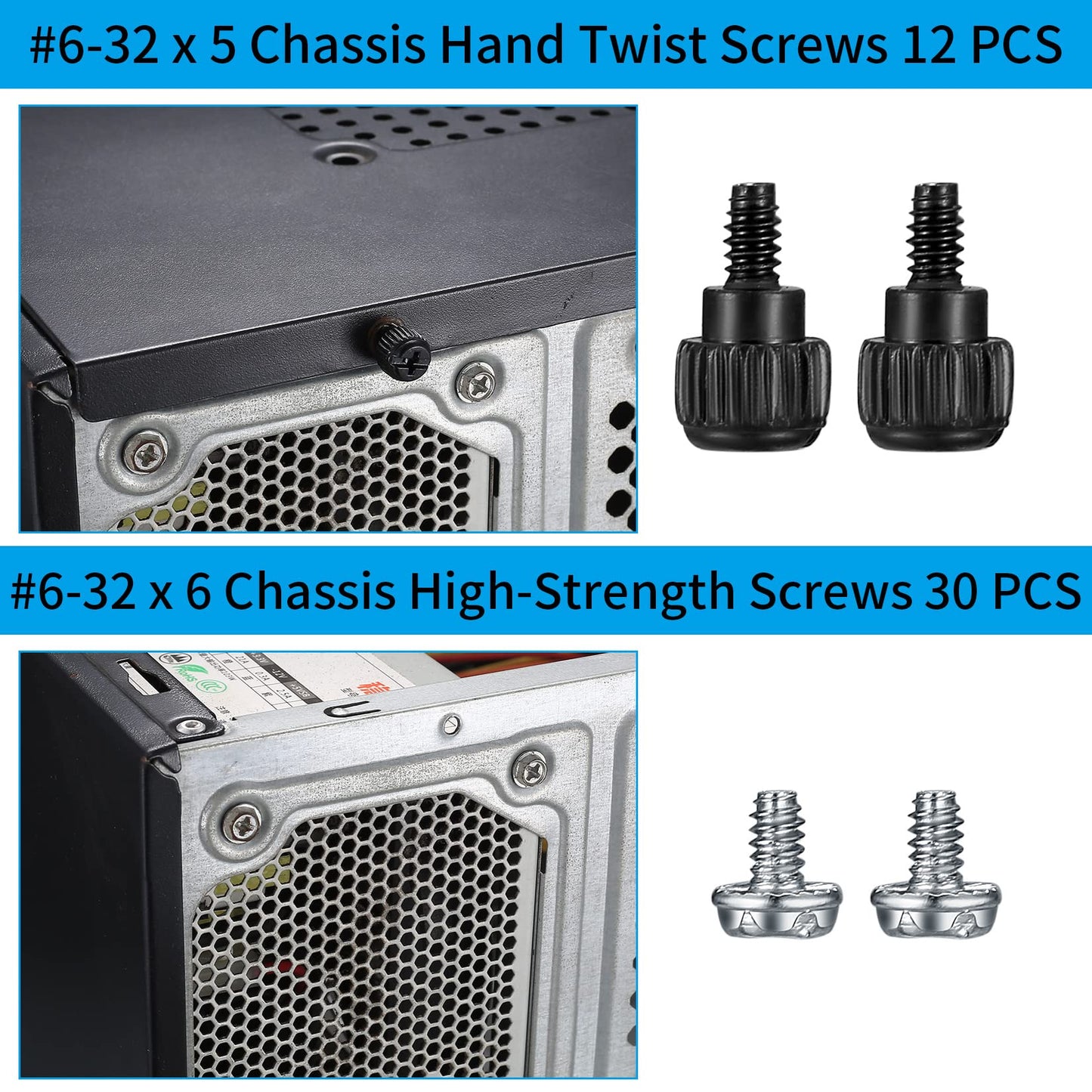 380 stuks PC-schroevenset, SSD-schroevenset, PC-moederbord computerschroeven afstandhouderset, schroeven #6-32 stekker naar M3-bus voor harde schijfventilator, behuizing, SSD, CD-ROM, computer