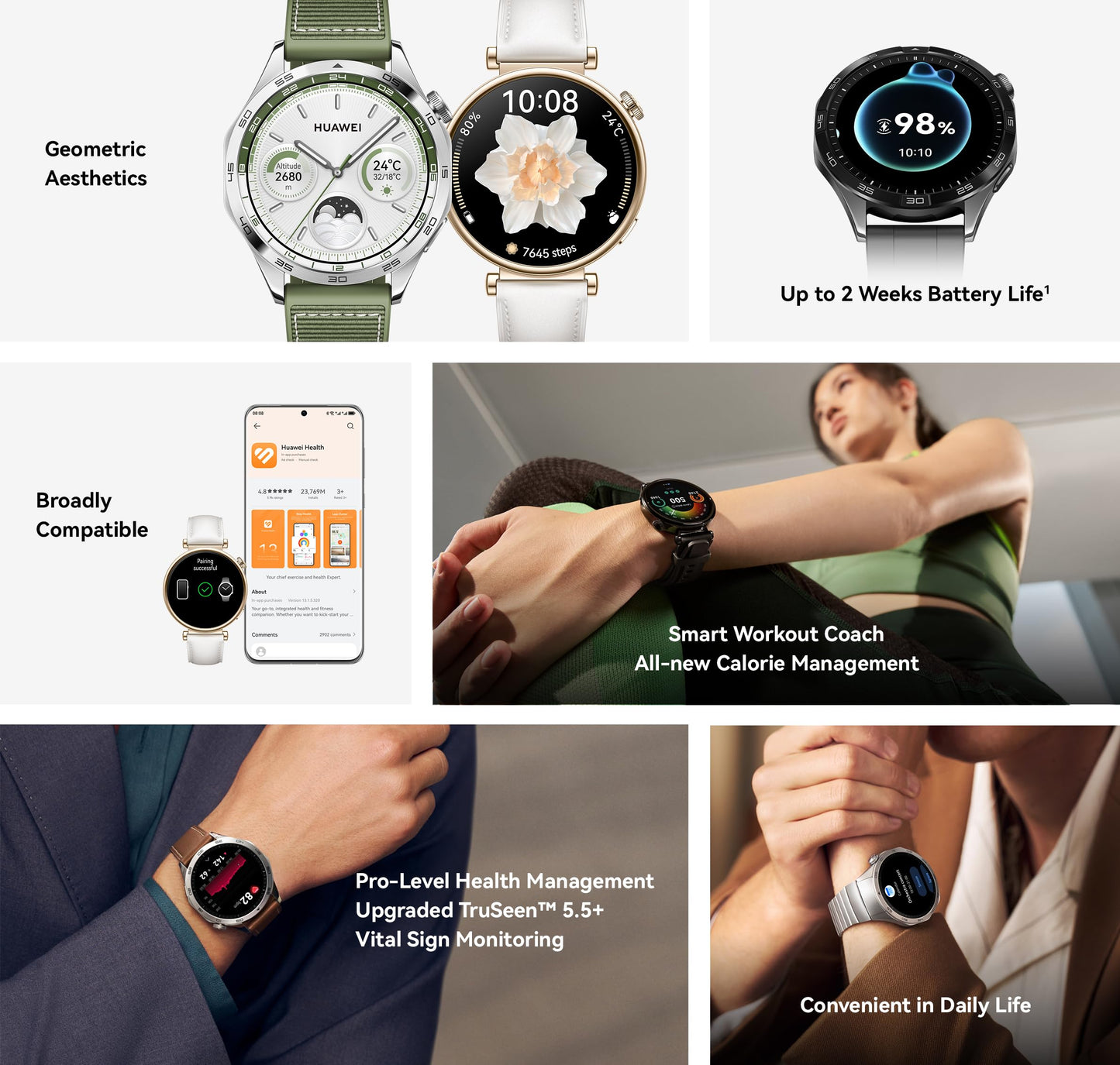 HUAWEI WATCH GT 4 Smart Watch - Batterijduur tot 2 weken Fitness Tracker - Compatibel met Android en iOS - Gezondheidsmonitoring met Pulse Wave Aritmie Analyse - GPS Geïntegreerd - 46 mm Leer Bruin