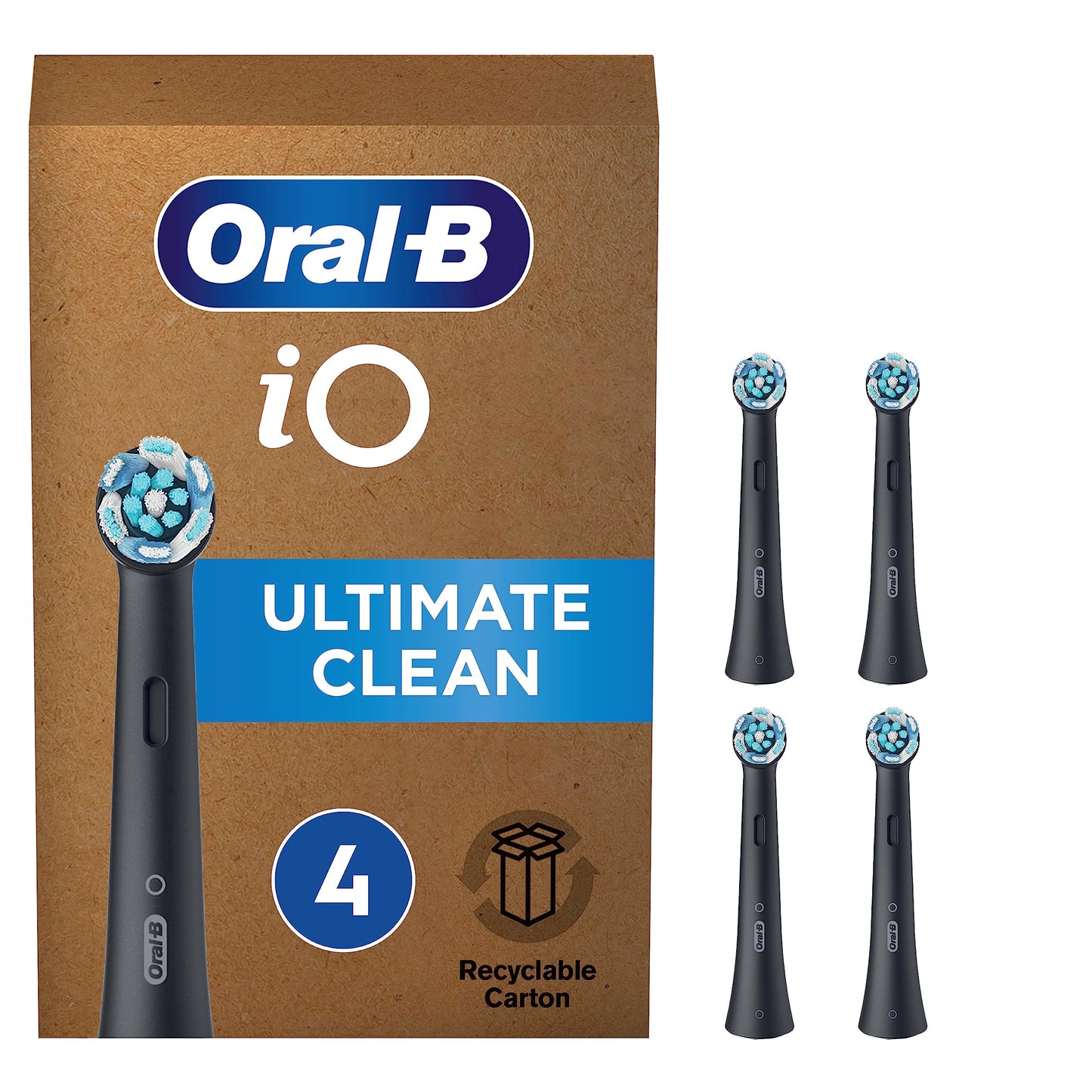 Oral-B iO Ultimate Clean opzetborstels zwart, brievenbusverpakking, 4 stuks