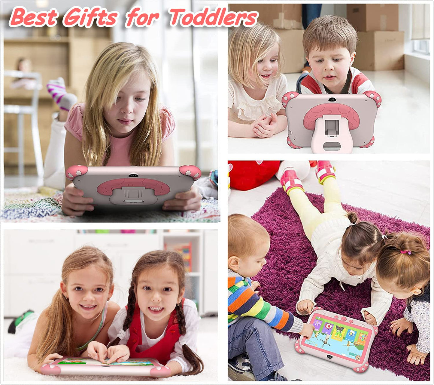 Ascrecem Kindertablet 7 inch Children Tablet for Kids,Android Kinder Tablet met WiFi Bluetooth Kinderbeveiliging, Vooraf GeïNstalleerde Kindersoftware, 32GB ROM Dubbele Camera, Leren Kinderen Tablet