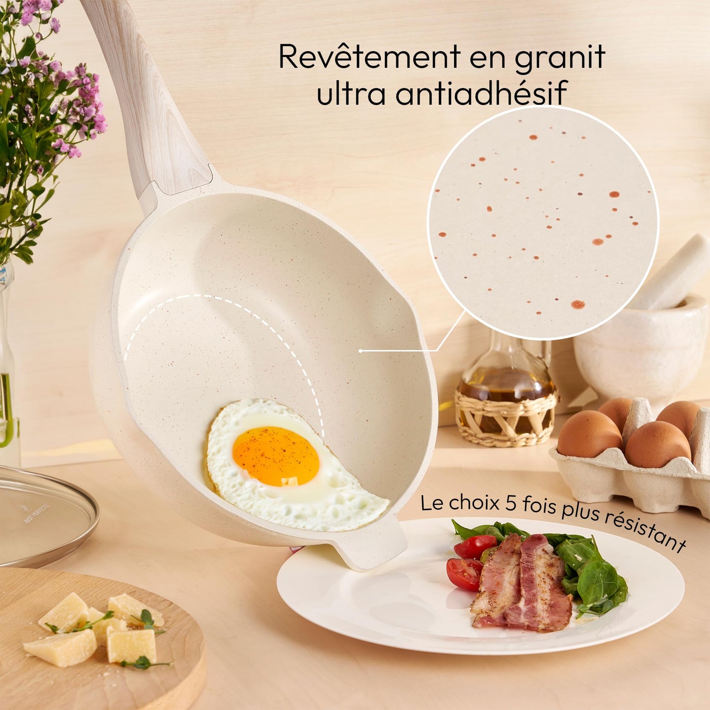 Just Perfecto Pannenset Inductie - Pannenset Met Deksel Voor Alle Waarmtebronnen - Non-Stick Pannen - Glazen Deksel - Anti-Aanbak Kookpannenset - Pannen Zonder PFOA - PFAS (Biege 14pcs small steamer)