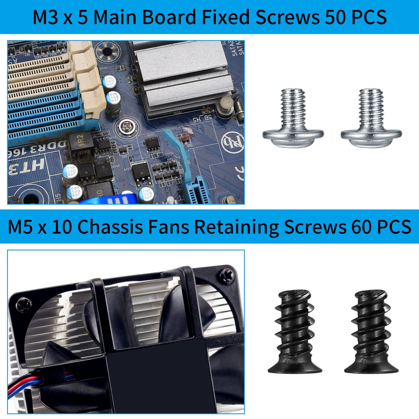 380 stuks PC-schroevenset, SSD-schroevenset, PC-moederbord computerschroeven afstandhouderset, schroeven #6-32 stekker naar M3-bus voor harde schijfventilator, behuizing, SSD, CD-ROM, computer
