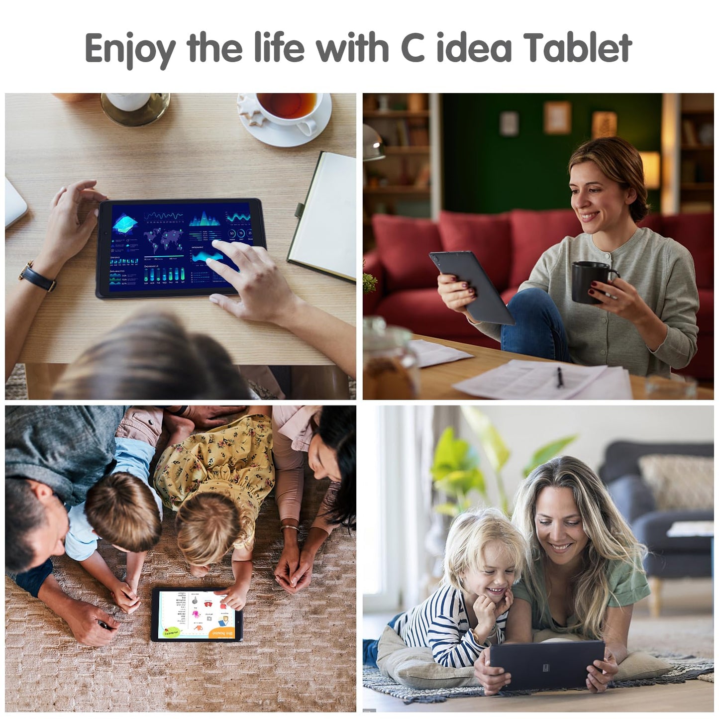 C idea 8 inch tablet met blu-ray schermfolie/android 13/2gb ram 32GB Rom(TF 64GB)/ 2 miljoen + 5 miljoen dubbele camera's / 5000 mah batterij tablet met TF kaartsleuf/dubbele WiFi/BT/type-c (Zwart)