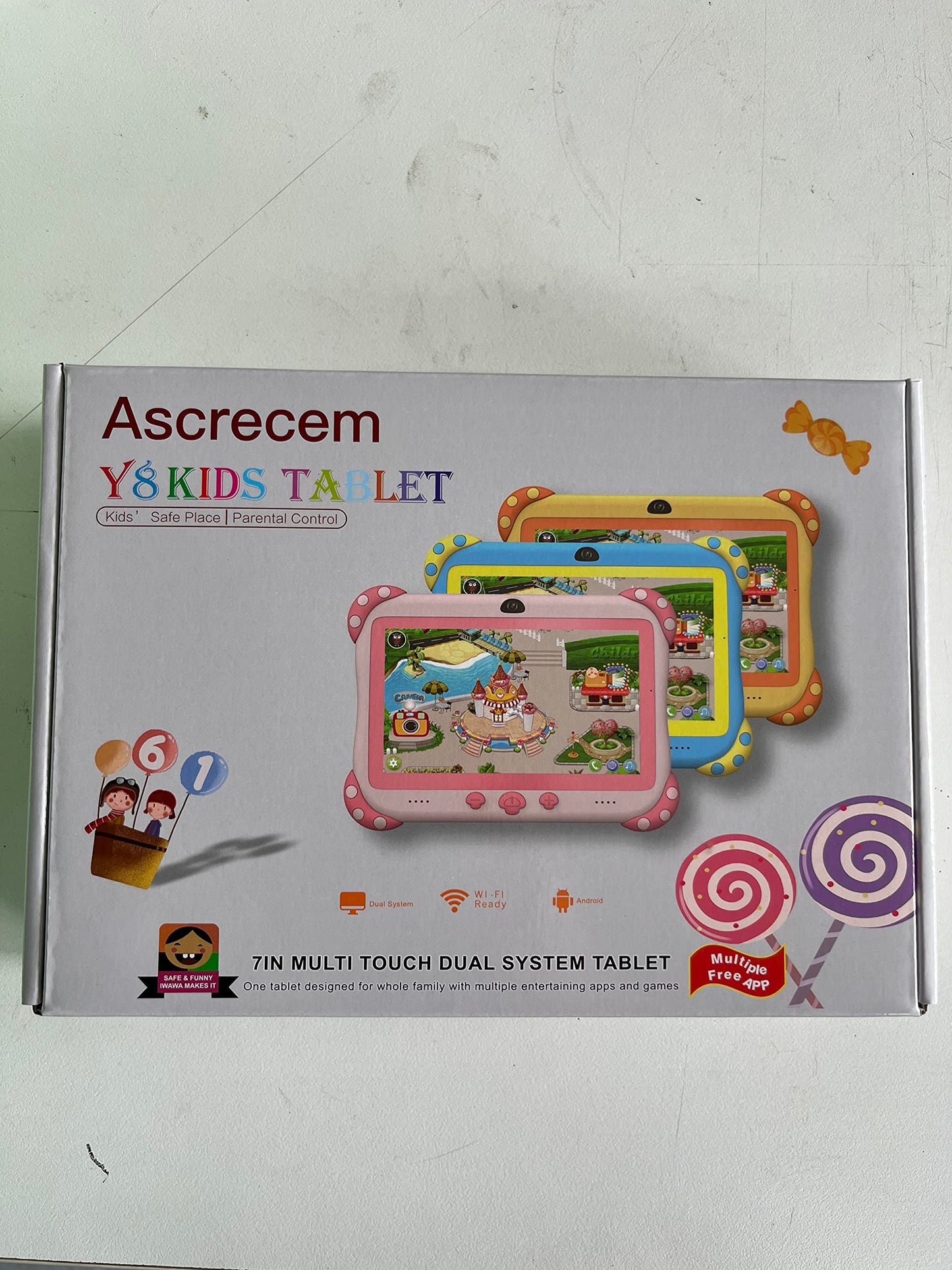 Ascrecem Kindertablet 7 inch Children Tablet for Kids,Android Kinder Tablet met WiFi Bluetooth Kinderbeveiliging, Vooraf GeïNstalleerde Kindersoftware, 32GB ROM Dubbele Camera, Leren Kinderen Tablet