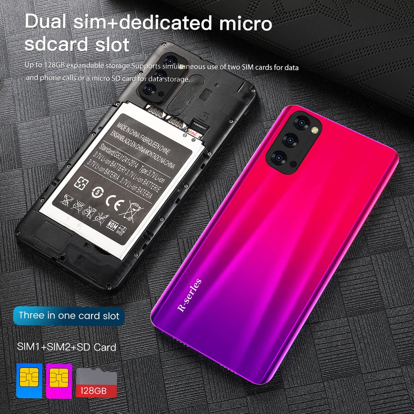 Android smartphones, 5,5 inch mobiele telefoon, Quad-Core, 4 GB ROM [uitbreidbaar tot 32 GB], Dual Sim Dual Cameras, Bluetooth, GPS, Wifi Cell Phones (Reno4-roze)