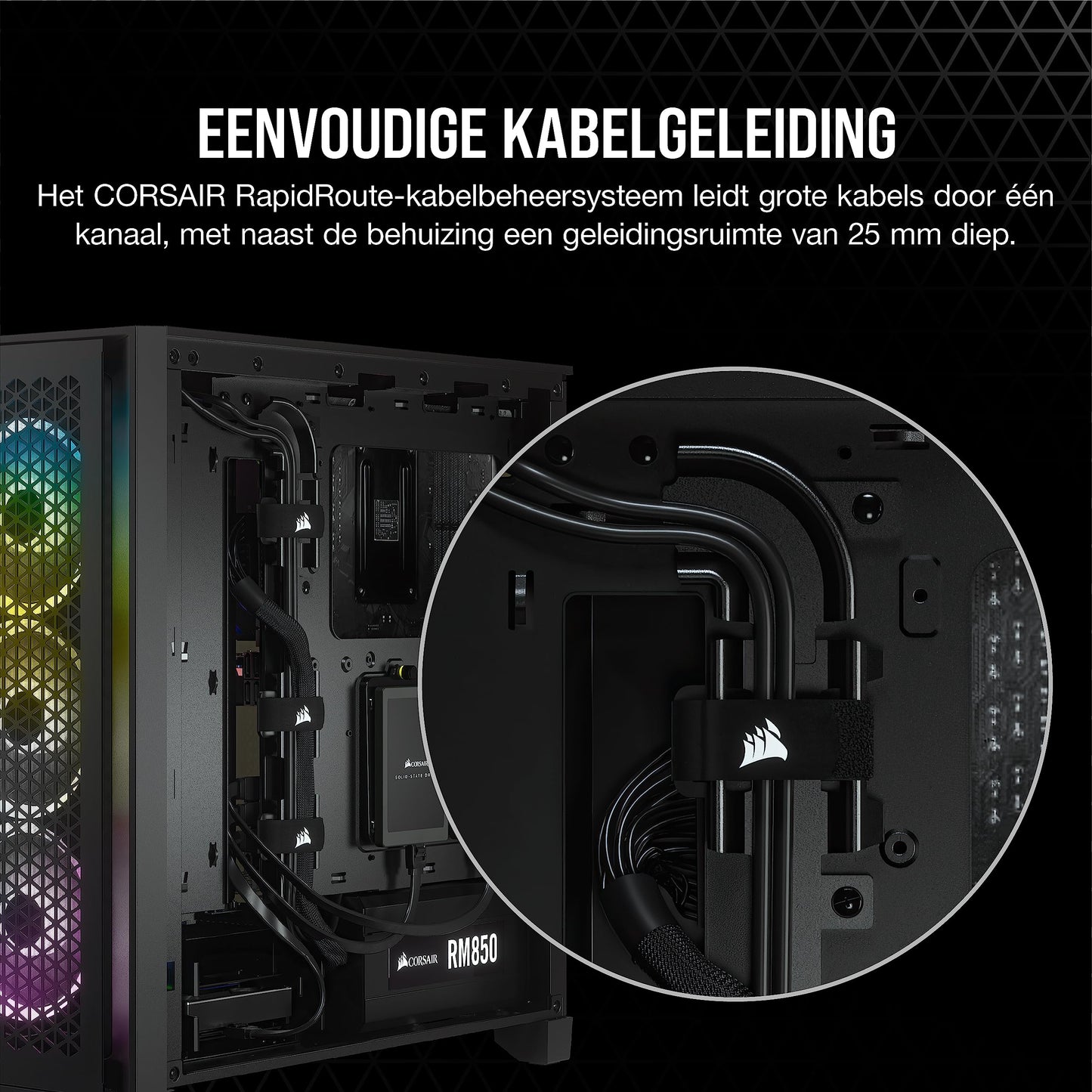 Corsair 4000D Airflow Mid-Tower ATX-Behuizing van Gehard Glas (Voorpaneel met Hoge Luchtstroom, Zijpaneel van Gehard Glas, RapidRoute-kabelbeheersysteem, Inclusief Twee Fans van 120 mm) Zwart