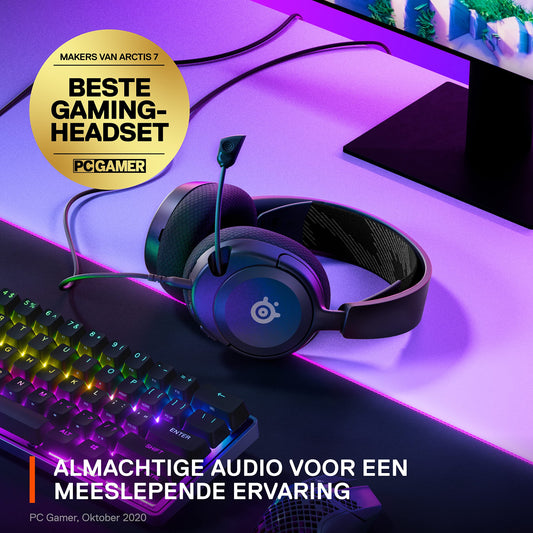 SteelSeries Arctis Nova 1 - Multi-systeem gamingheadset - HiFi-drivers - 360° ruimtelijke audio - Memory Foam-oorkussens - Ultralichtgewicht - PC, PS5, PS4, Switch, Xbox - Zwart