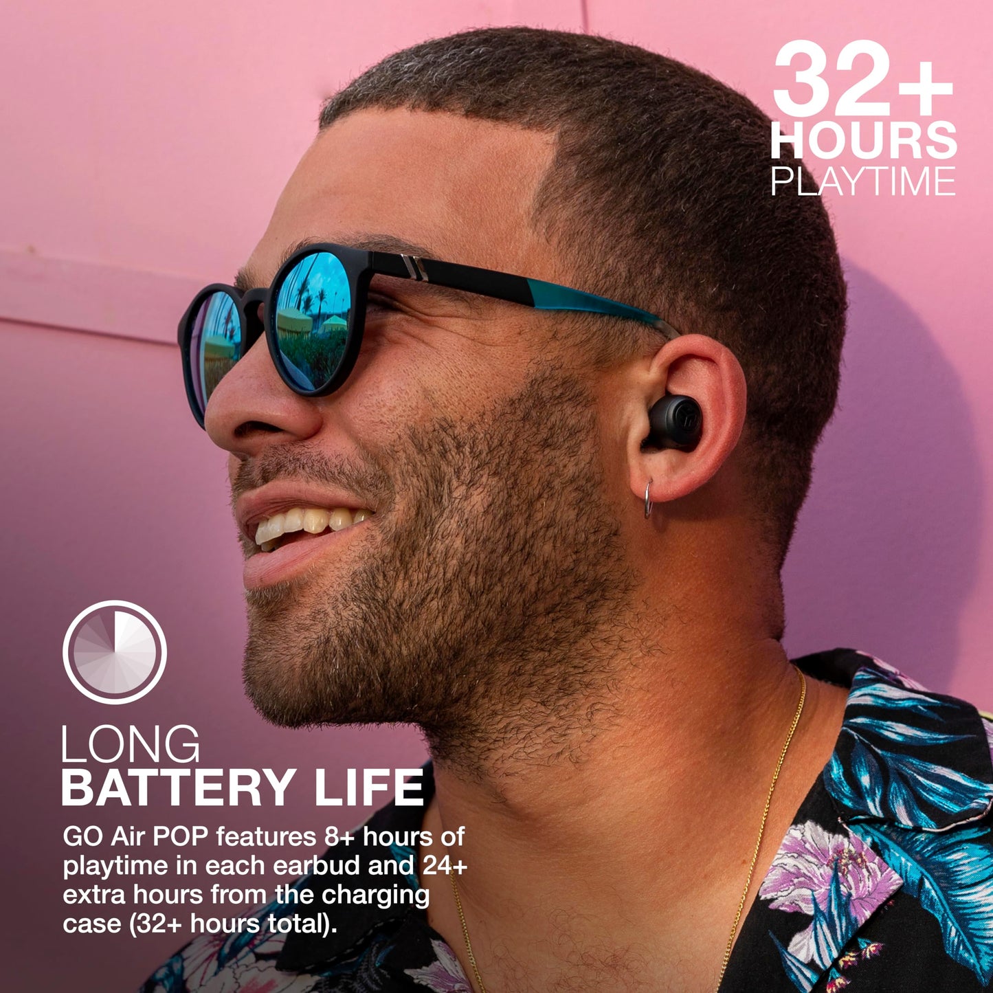 JLab Go Air Pop True Wireless Earphones, Bluetooth Earbuds, Oordopjes Draadloos with 32H Speeltijd, In Ear Headphones with Microfoon, USB-Oplaaddoos, Dubbele Verbinding, EQ3 Geluid, Zwart